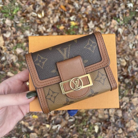 Louis Vuitton Dauphine Wallet Reverse Monogram Canvas Compact Brown